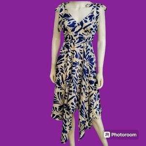 ALEXIS 1990s Smock Bow Tie Strap Sharkbite Handkerchief Slip Dress